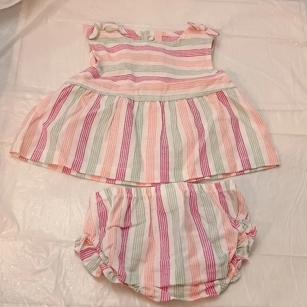 Carter's 2 Piece Striped Sleeveless Casual Dress 0-3 Months